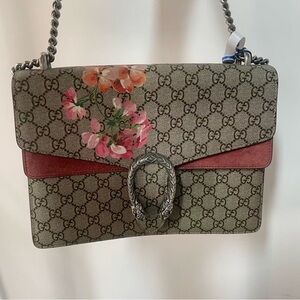 Gucci Beige and Pink Floral Crossbody Bag
